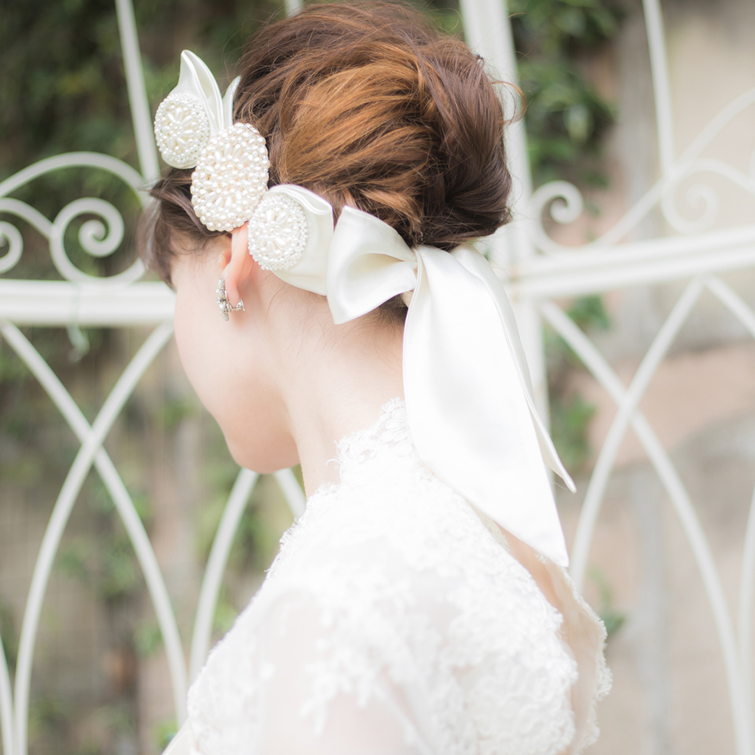 大きいなリボン ヘッドドレス ウェディング 結婚式 ヘアアクセサリー 8